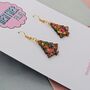 Small Green, Gold And Pink Glitter Christmas Tree Earrings, thumbnail 3 of 4