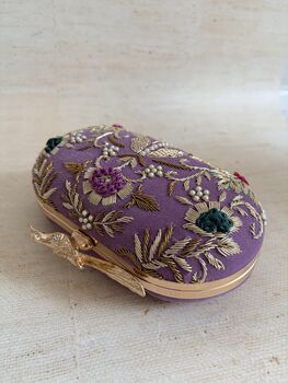 Purple Velvet Oval Clutch Bag, 4 of 8