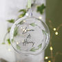 Couples Personalised Scandi Wreath Glass Bauble, thumbnail 2 of 4