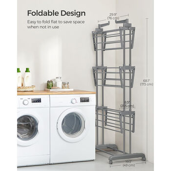 Four Tier Large Clothes Airer Foldable Drying Rack, 10 of 12