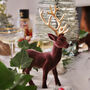 Pair Of Flocked Christmas Reindeer With Golden Antlers, thumbnail 3 of 8