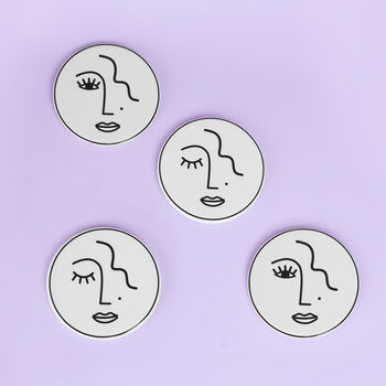 G Decor Set Of Four Abstract Face Coasters, 4 of 7