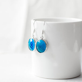 Azure Blue Faceted Glass Earrings, 6 of 7