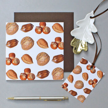 Christmas Card With Mixed Nuts Illustrations, 2 of 2