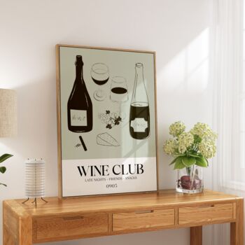 Wine Club Print Drink Wall Art, 6 of 7