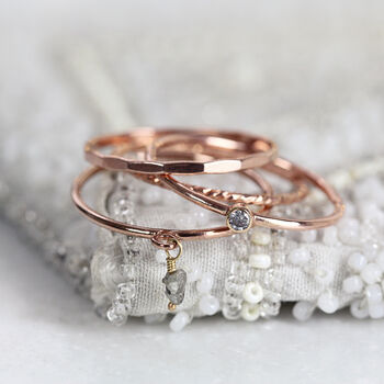 Grey Diamond And Rose Gold Stacking Rings Set, 4 of 11