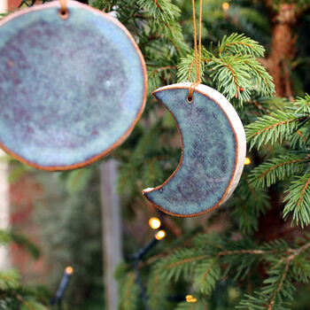 Blue Moon Phase Hanging Ceramic Decorations, 2 of 5