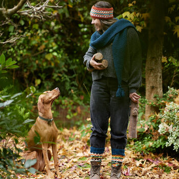 Fair Trade Fair Isle Handknit Waste Wool Legwarmers, 9 of 12