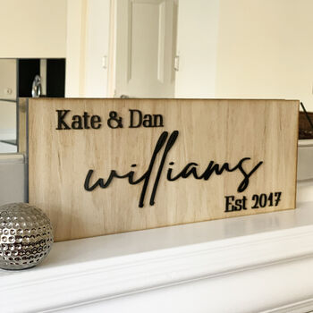 Personalised Couples Wooden Sign For Valentines, 3 of 12