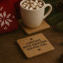 Christmas Movie Marathon Survival Fuel | Oak Coaster | Christmas Table Decor | Festive Drink Coaster | Seasonal Design | Ideal Gift, thumbnail 1 of 2