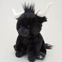 Black Longhorn Cow 18cm Plush Soft Toy With Gift Bag, thumbnail 1 of 7