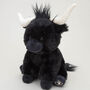 Black Longhorn Cow 18cm Plush Soft Highland Toy With Gift Bag, thumbnail 1 of 7