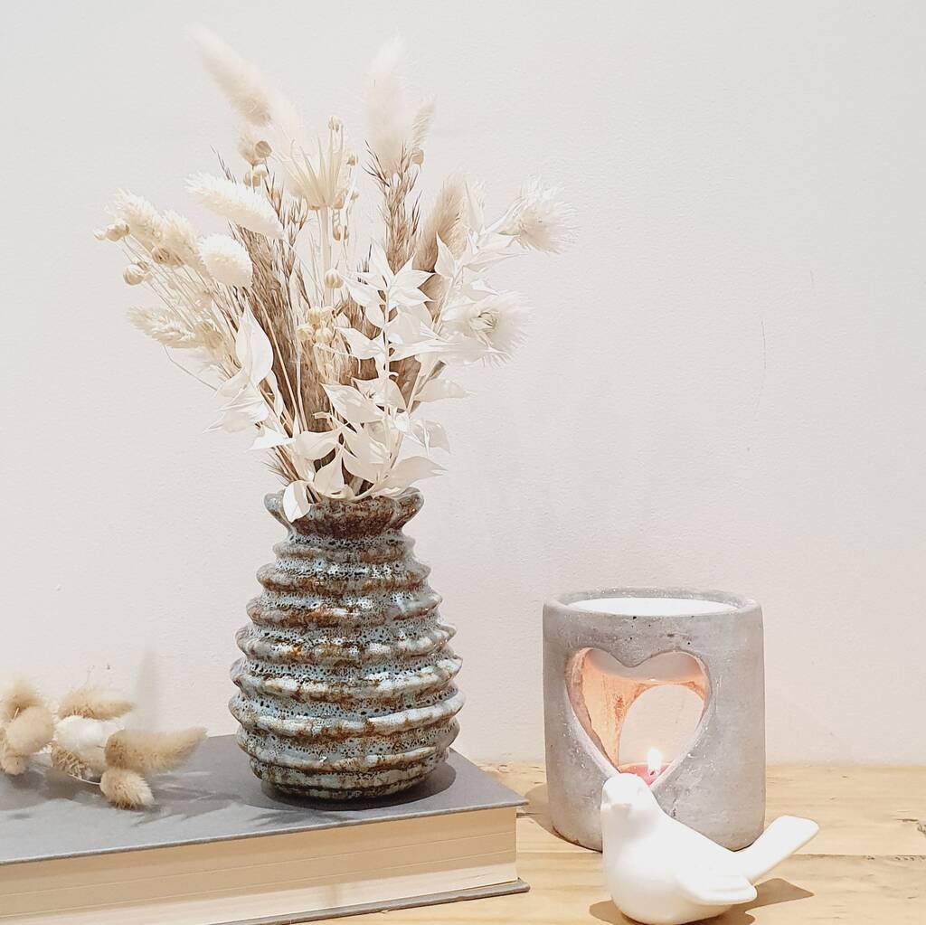 Ceramic Vase Filled With Natural Dried Flowers By Bird at Home