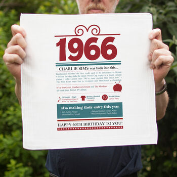 Personalised 60th Birthday 1966 Handkerchief Pair, 3 of 9