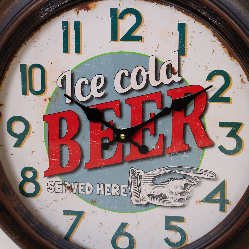 Retro Beer Lover's Hanging Wall Clock By Dibor