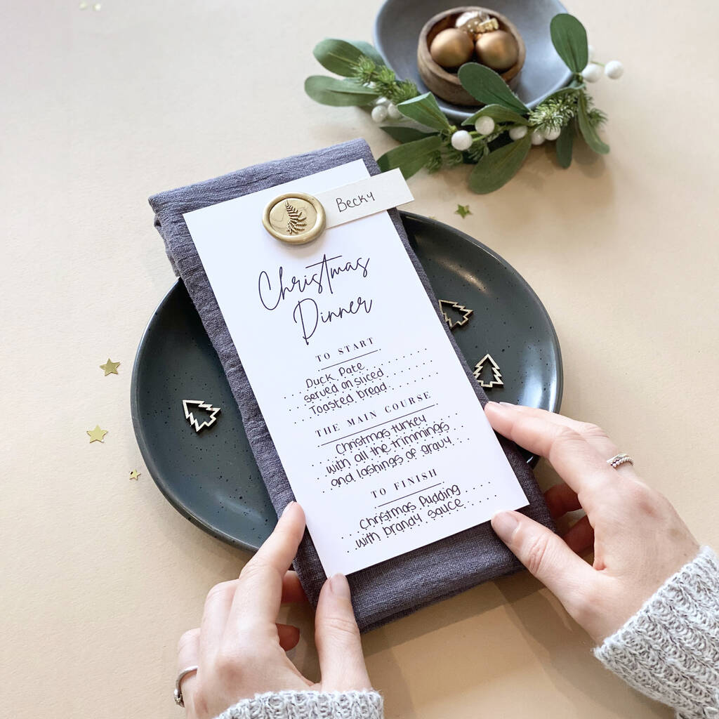 Modern Christmas Menu With Place Card, 1 of 10