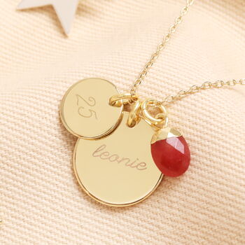 Personalised Double Birthday And Bail Birthstone Charm Necklace, 2 of 4