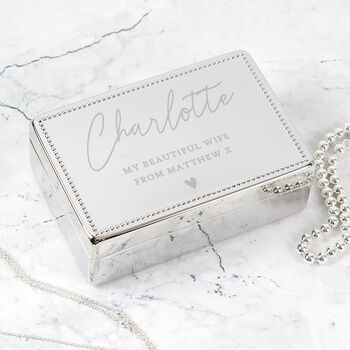 Personalised Name And Message Rectangular Jewellery Box, 2 of 4