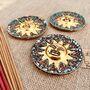 Smiling Gold Sun Incense Stick Holder Ash Catcher, thumbnail 7 of 12