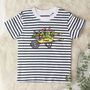 Personalised Spring Wheel Barrow Kids Striped T Shirt, thumbnail 2 of 2