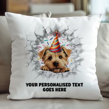 Personalised Norfolk Terrier Birthday Break Through Dog, 5 of 8