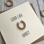 Good Luck Wooden Horseshoe Personalised Card, thumbnail 2 of 2