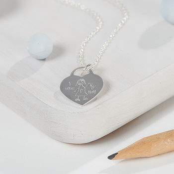 Your Child's Drawing Personalised Heart Necklace, 3 of 7