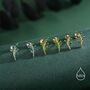 Sterling Silver Emerald Green Leaf Screw Back Earrings, thumbnail 3 of 9