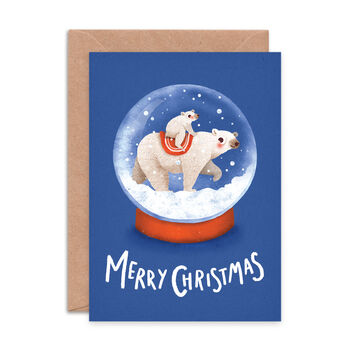 Polar Bear Snow Globe Christmas Card, 2 of 2