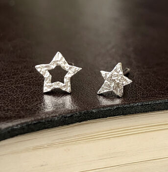 Thank You Teacher Mismatched Sterling Silver Star Earrings Gift, 3 of 12