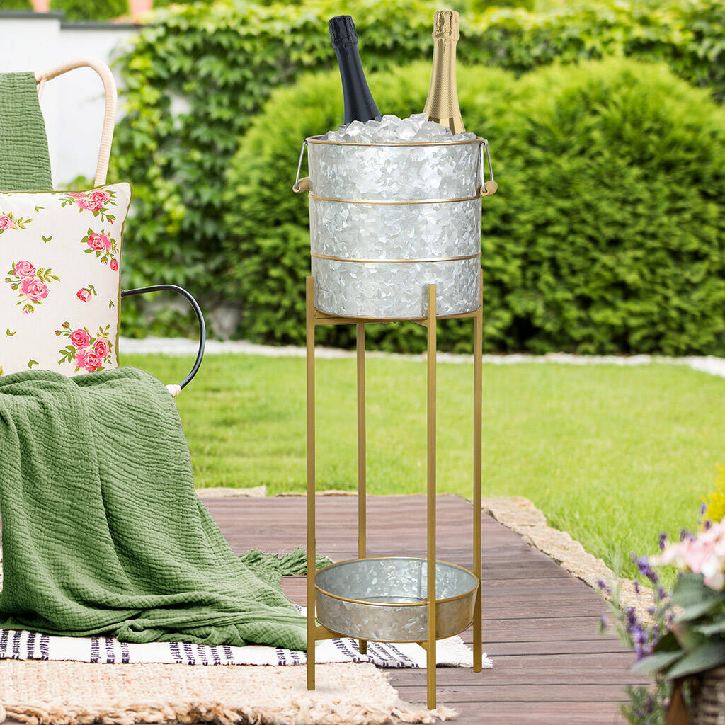 Gold Banded Standing Ice Bucket By Dibor