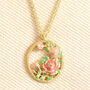 Enamel Birth Flower Outline Pendant Necklace In Gold, thumbnail 5 of 11
