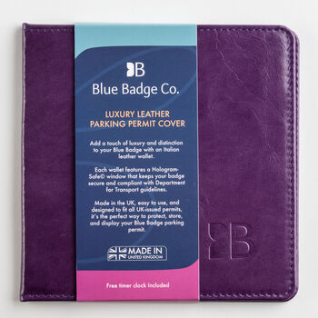 Blue Badge Permit Holder In Purple Italian Leather, 9 of 10