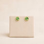7mm Gold Plated Sterling Silver Peridot Cz Stud Earrings, thumbnail 4 of 7