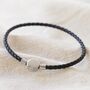 Men's Leather Bracelet With Disc Clasp, thumbnail 4 of 8