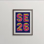 Se26 Sydenham London Postcode Neon Typography Print, thumbnail 2 of 4