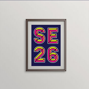 Se26 Sydenham London Postcode Neon Typography Print, 2 of 4