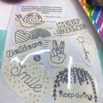 Positivity Stick And Sew Embroidery Stickers/Patches, 3 of 5