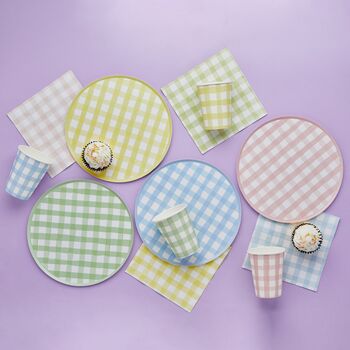Pastel Gingham Party Cups, 6 of 9