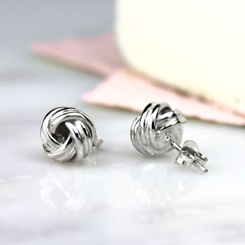 love knot silver earrings by hersey silversmiths | notonthehighstreet.com