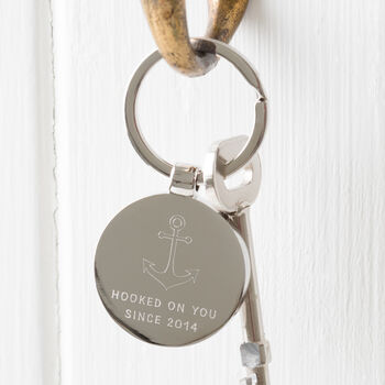 Personalised Hooked On You Valentine's Day Keyring, 4 of 4