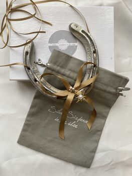 Personalised North Star And Pearl Lucky Wedding Horseshoe, 5 of 6