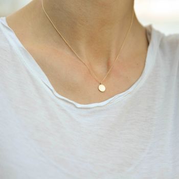 Delicate Solid Gold Disc Necklace, 4 of 10