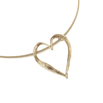 Solid 9ct Gold Textured Open Heart Necklet, 5 of 6