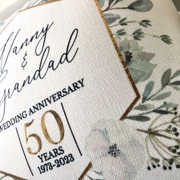 Personalised Golden Wedding Anniversary Cushion Hexagon, 2 of 5