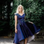 Navy Satin Hi Low And Sparkle Occasion Dress, thumbnail 2 of 9