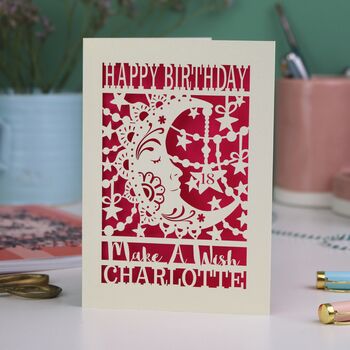 Personalised Laser Cut Birthday Card Make A Wish, 6 of 9