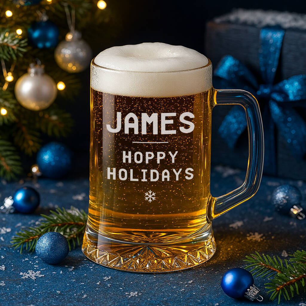 Personalised Christmas Pint Glass Tankard For Him, 1 of 6