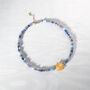 Blue Gemstone Bead And Gold Swirl Necklace, thumbnail 2 of 4