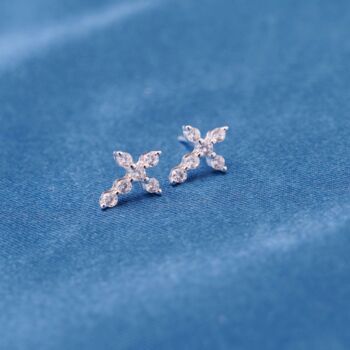 Sparkly Cross Studs, Cubic Zirconia Stone Cross Earrings, 5 of 7